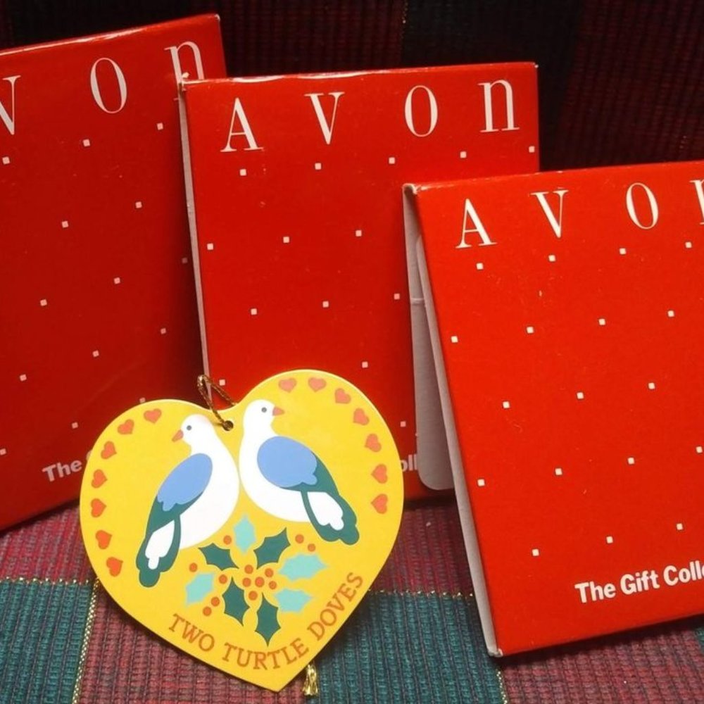 Vintage Avon 12 Days of Christmas - Two Turtle Doves Metal Ornaments - NIB